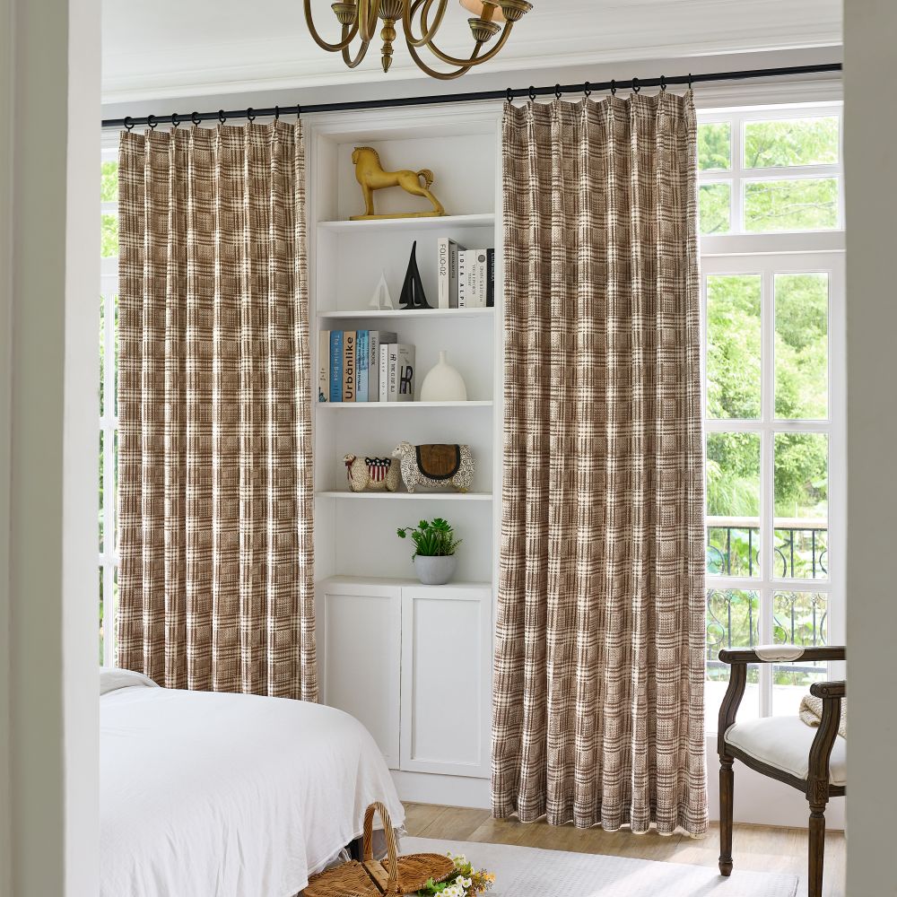 Hadley Modern Vintage Brown Plaid Curtains