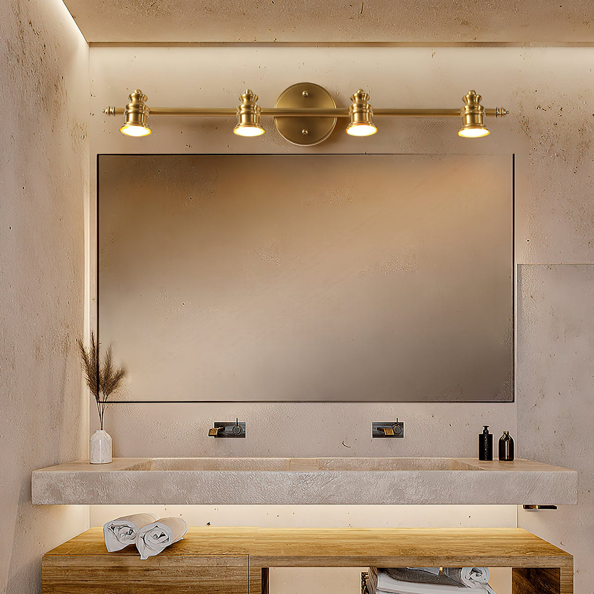 Vantage Series | Brass Linear Spotlight Bar with MR16 LED Heads for Vanity Lighting