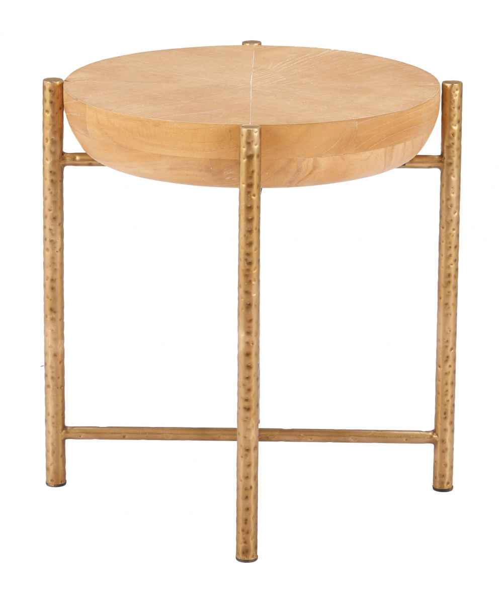 Halva Natural Wood Top Round Side Table