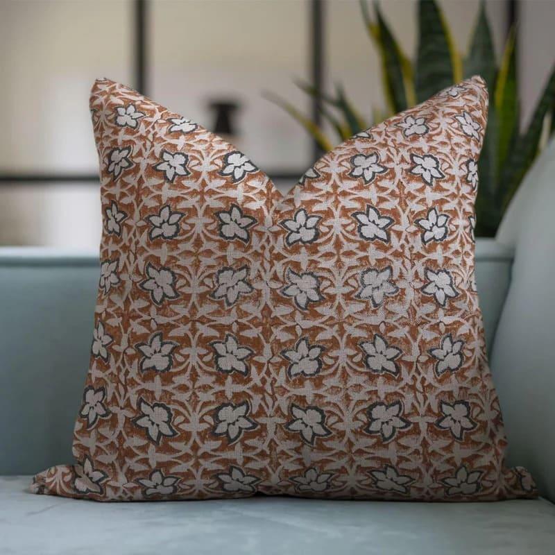 Chudamani Block Print Linen Cushion Cover