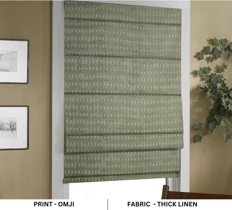 Handmade Tulsi Buti Floral Linen Roman Blind