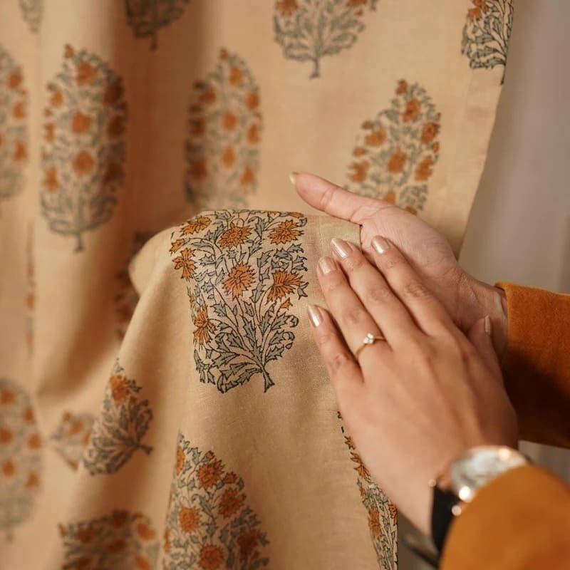 Indian Artisan Linen Brown Ring Curtain - Virat
