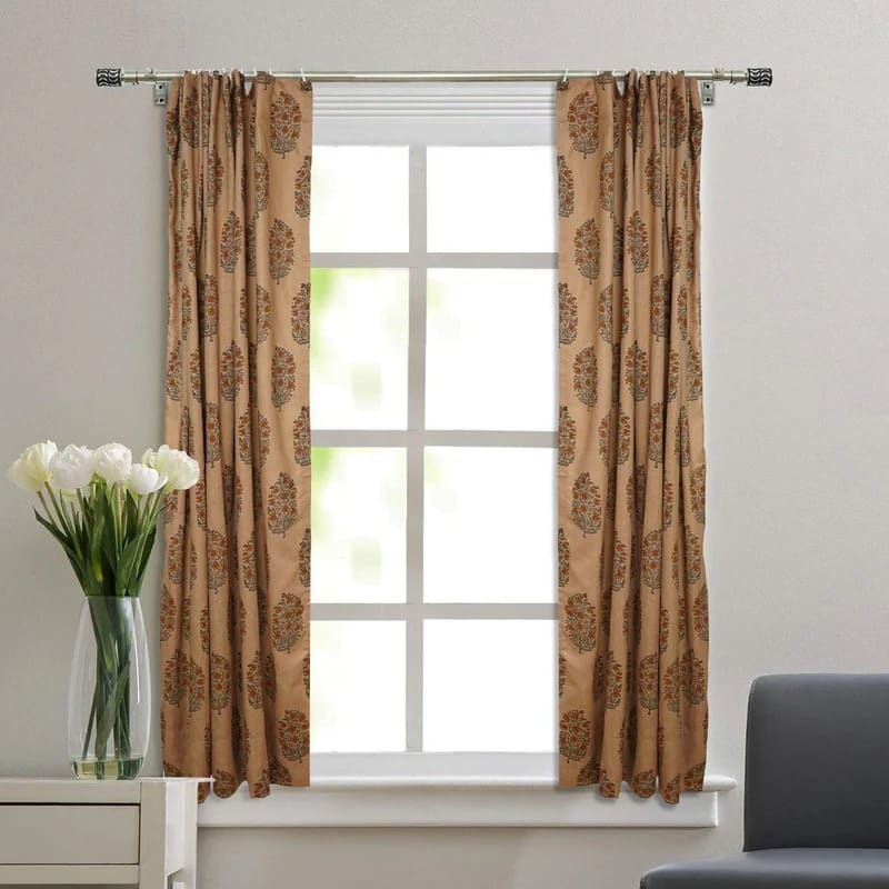 Indian Artisan Linen Brown Ring Curtain - Virat