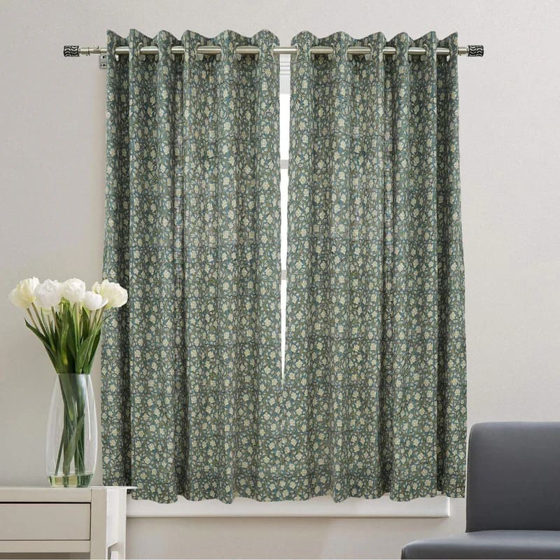 Block Print Linen Blackout Curtains - Amritvela