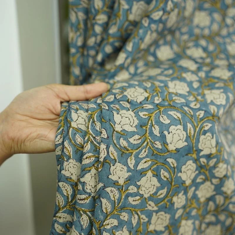 Block Print Linen Blackout Curtains - Amritvela