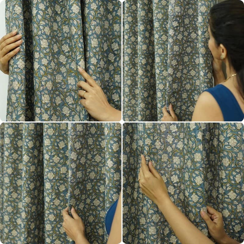 Block Print Linen Blackout Curtains - Amritvela