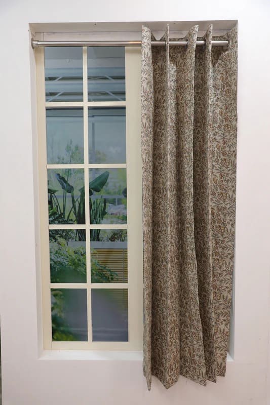 Indian Floral Linen Curtains Living Decor - Kudrat