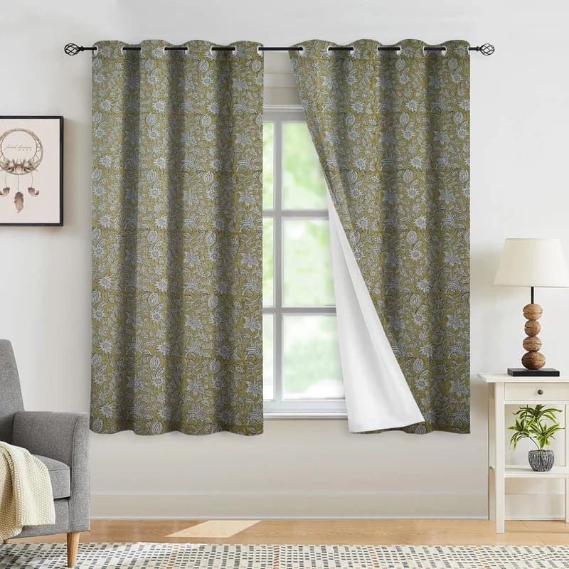 Handmade Floral Thick Linen Curtain - Manikarnika
