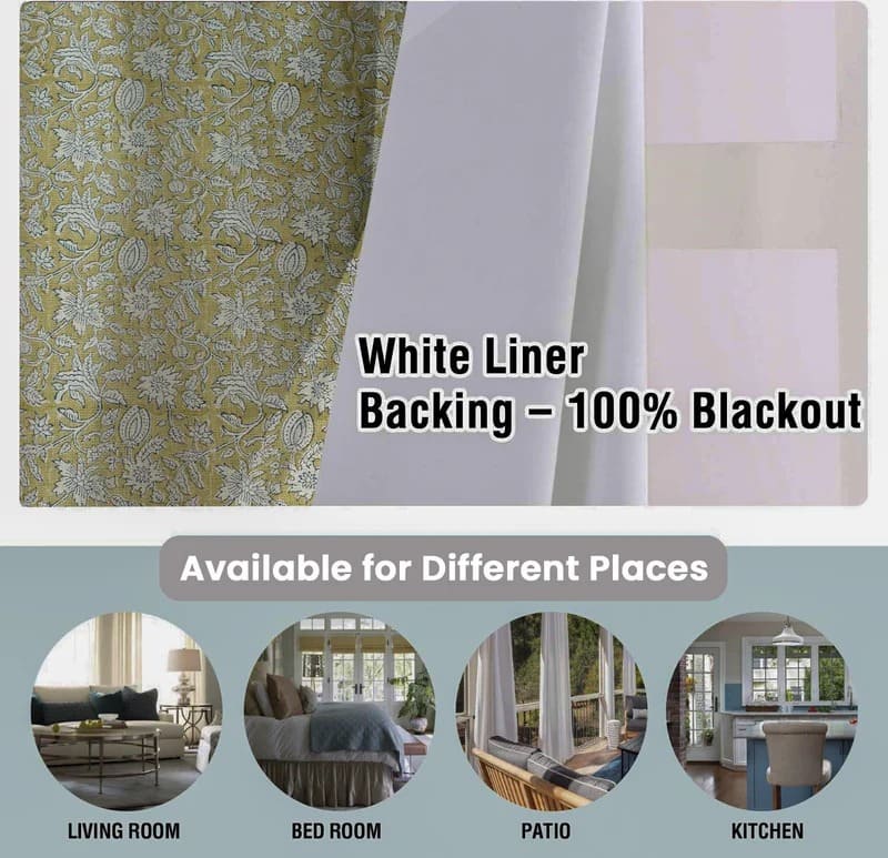 Handmade Floral Thick Linen Curtain - Manikarnika