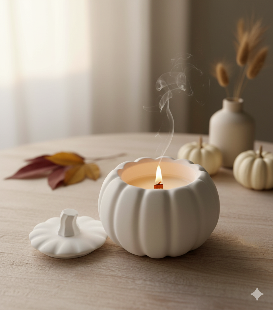 Jesmonite Pumpkin Candle | Sculptural Fall Décor