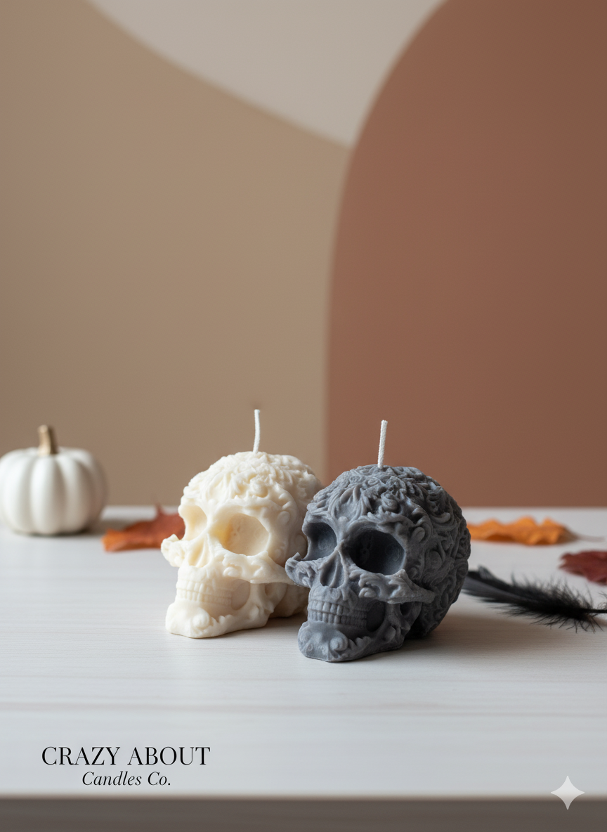 Floral Skull Candle | Gothic Soy Wax