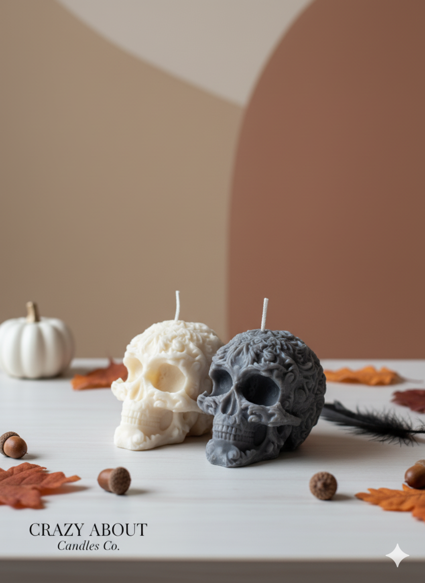 Floral Skull Candle | Gothic Soy Wax