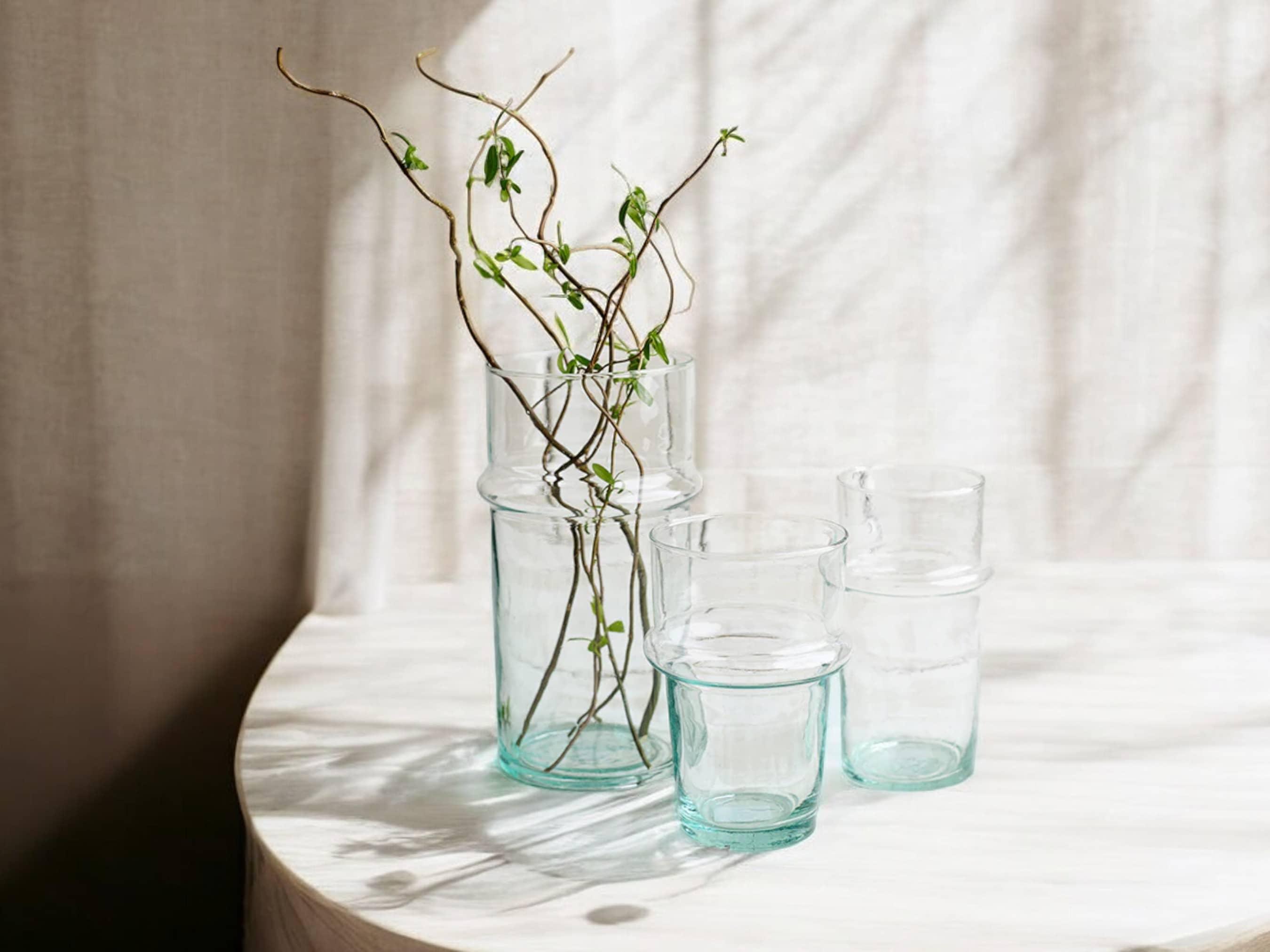 Handmade Moroccan Beldi Carafe - Recycled Glass Vase with Unique Artisanal Charm - PRHOMZ