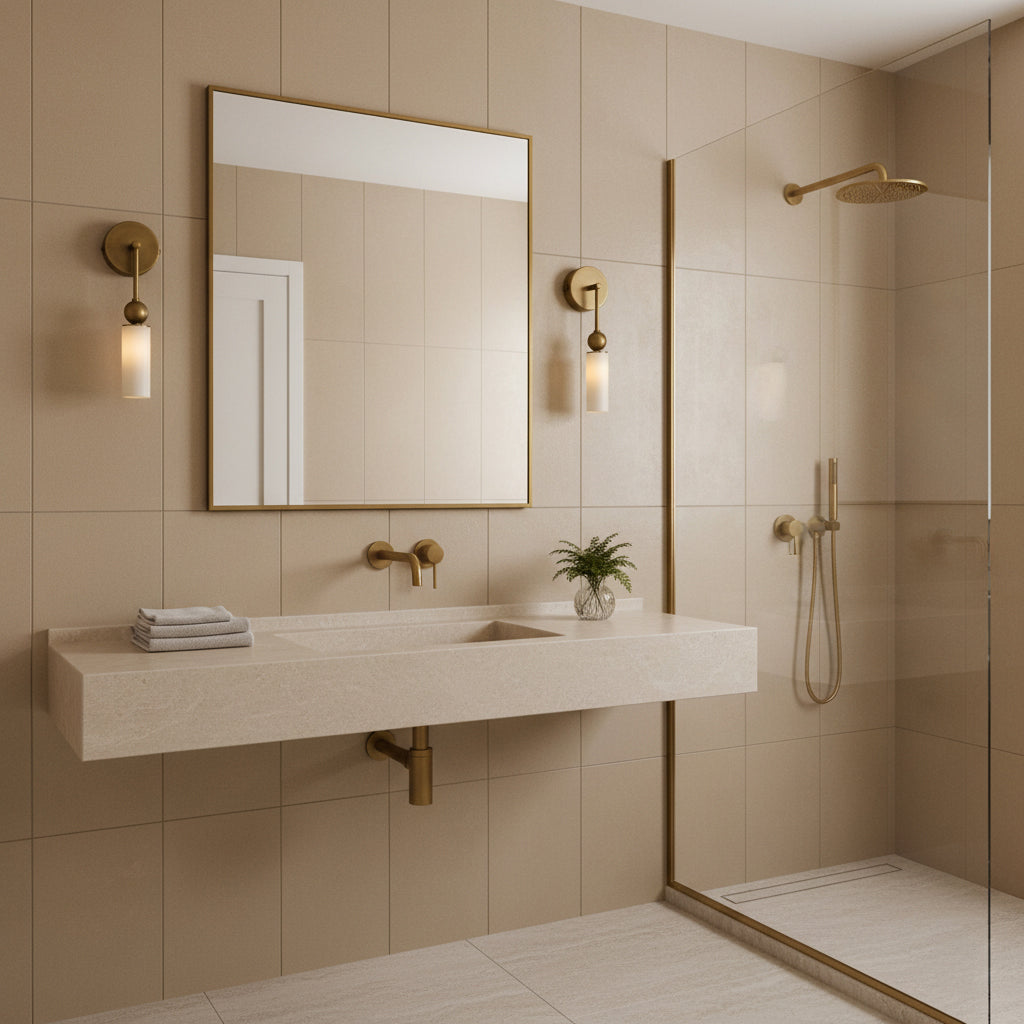 Natural Alabaster Wall Sconce with Brass Hardware | Warm Glow Bedside Light