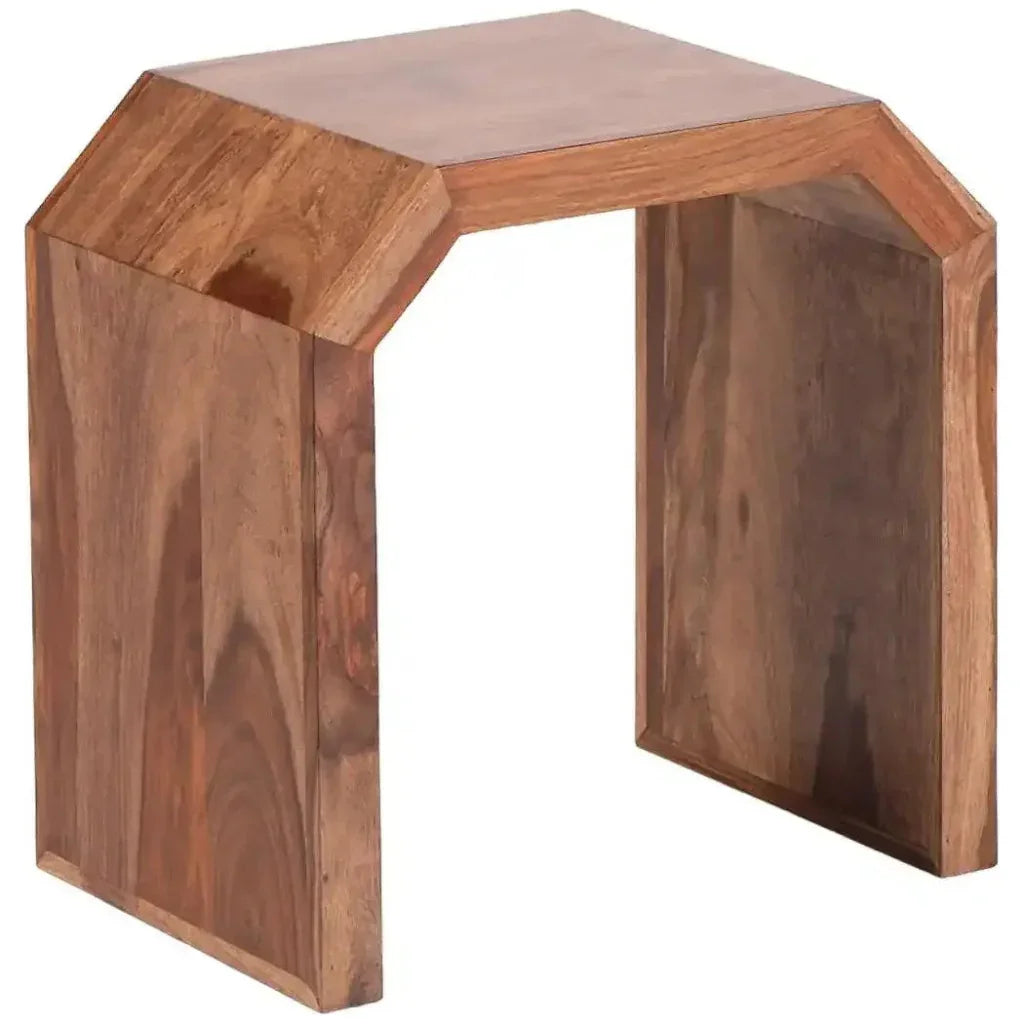 Haveril Natural Wooden Geomatric Side Table