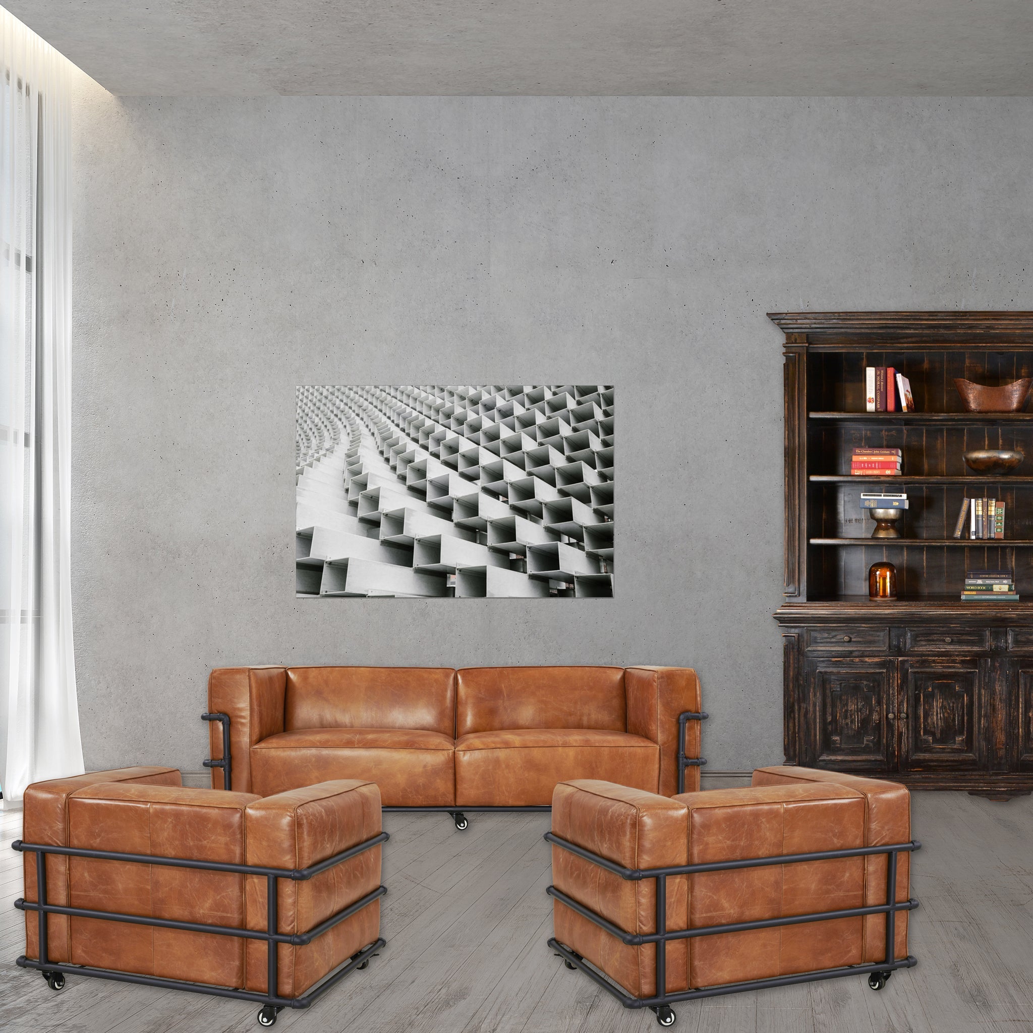 Henry Industrial Modern Leather Arm Chair (2 Colors Available)