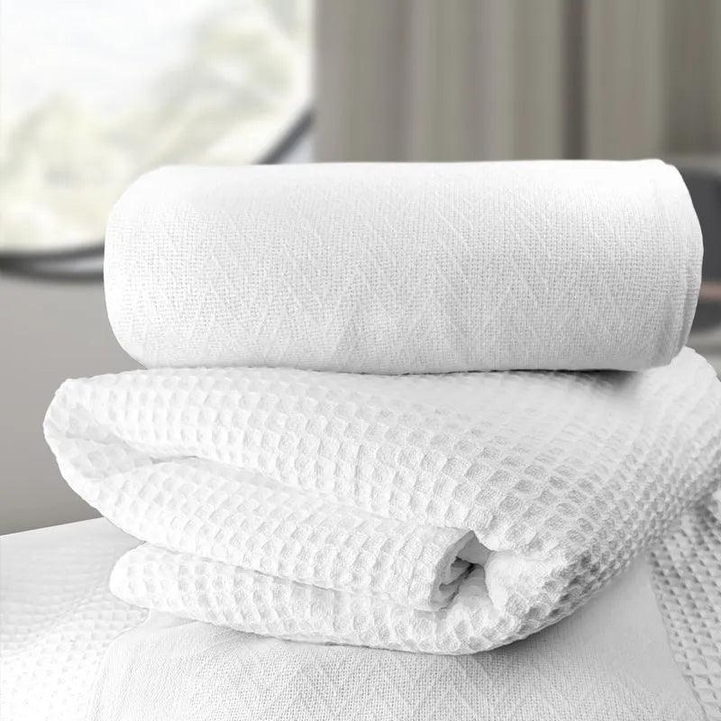 Herringbone & Honeycomb Weave Cotton Thermal Blanket 2 PK - PRHOMZ