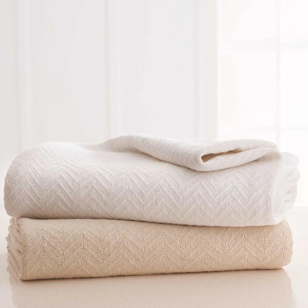 Herringbone & Honeycomb Weave Cotton Thermal Blanket 2 PK - PRHOMZ