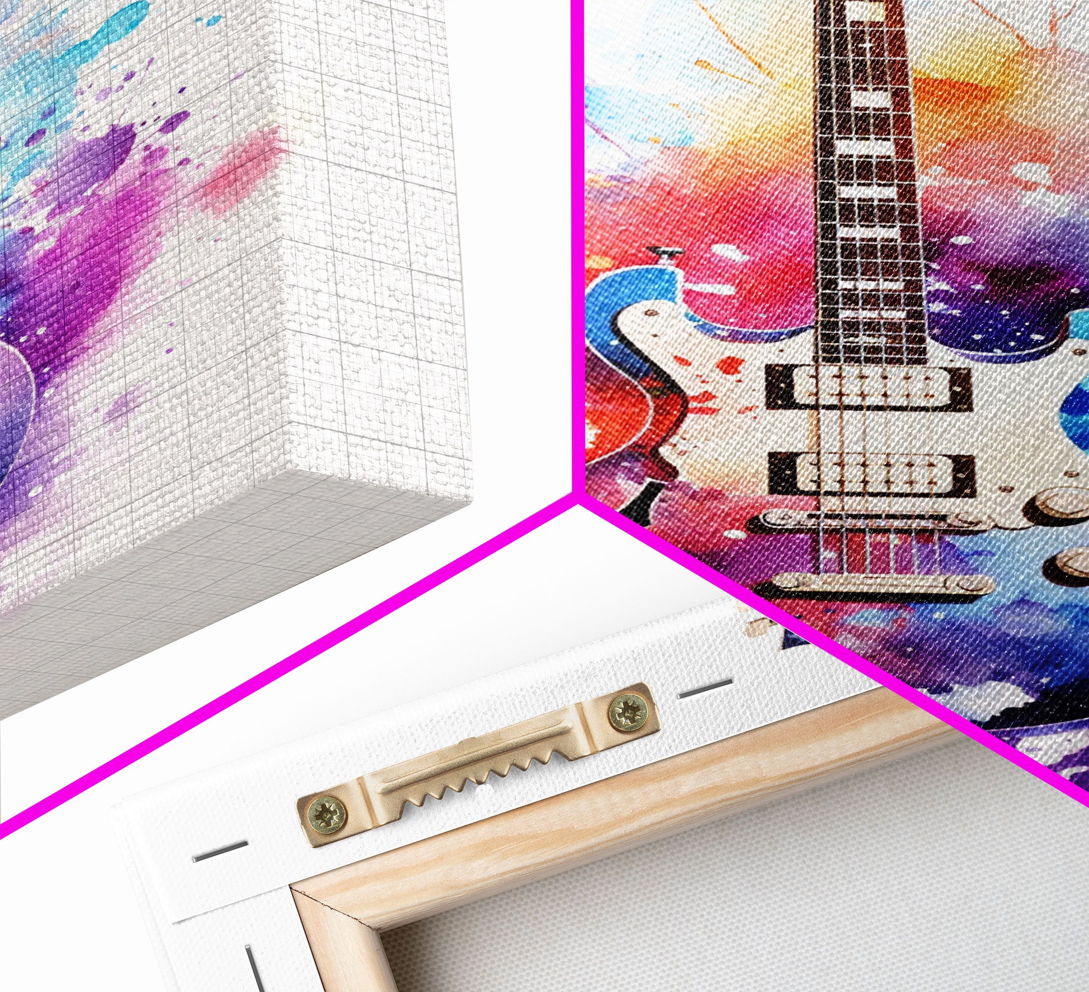 Rock N Roll Art, Classic Electric Guitar Print, Studio Gift, Musician Gift, Music Wall Art, Framed Canvas Print, Rock And Roll