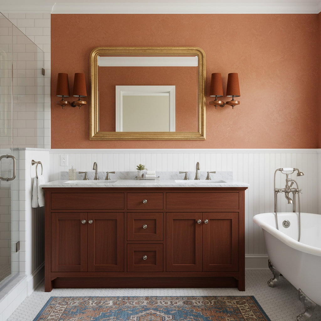 Walnut Wall Sconce with Antique Brass Hardware | Fabric Shade for Warm Ambient Light