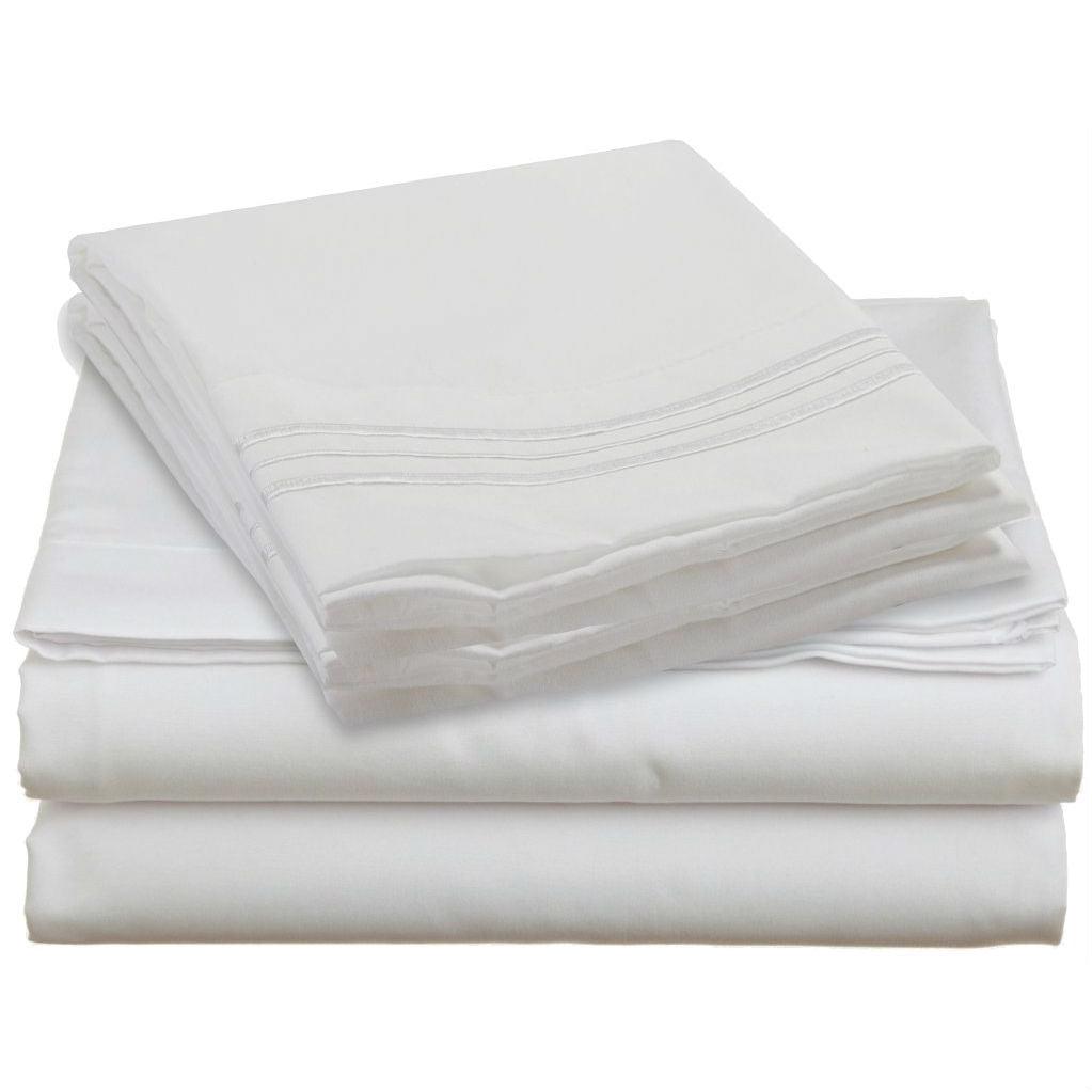 Queen size 4 Piece Sheet Set in White Microfiber - PRHOMZ