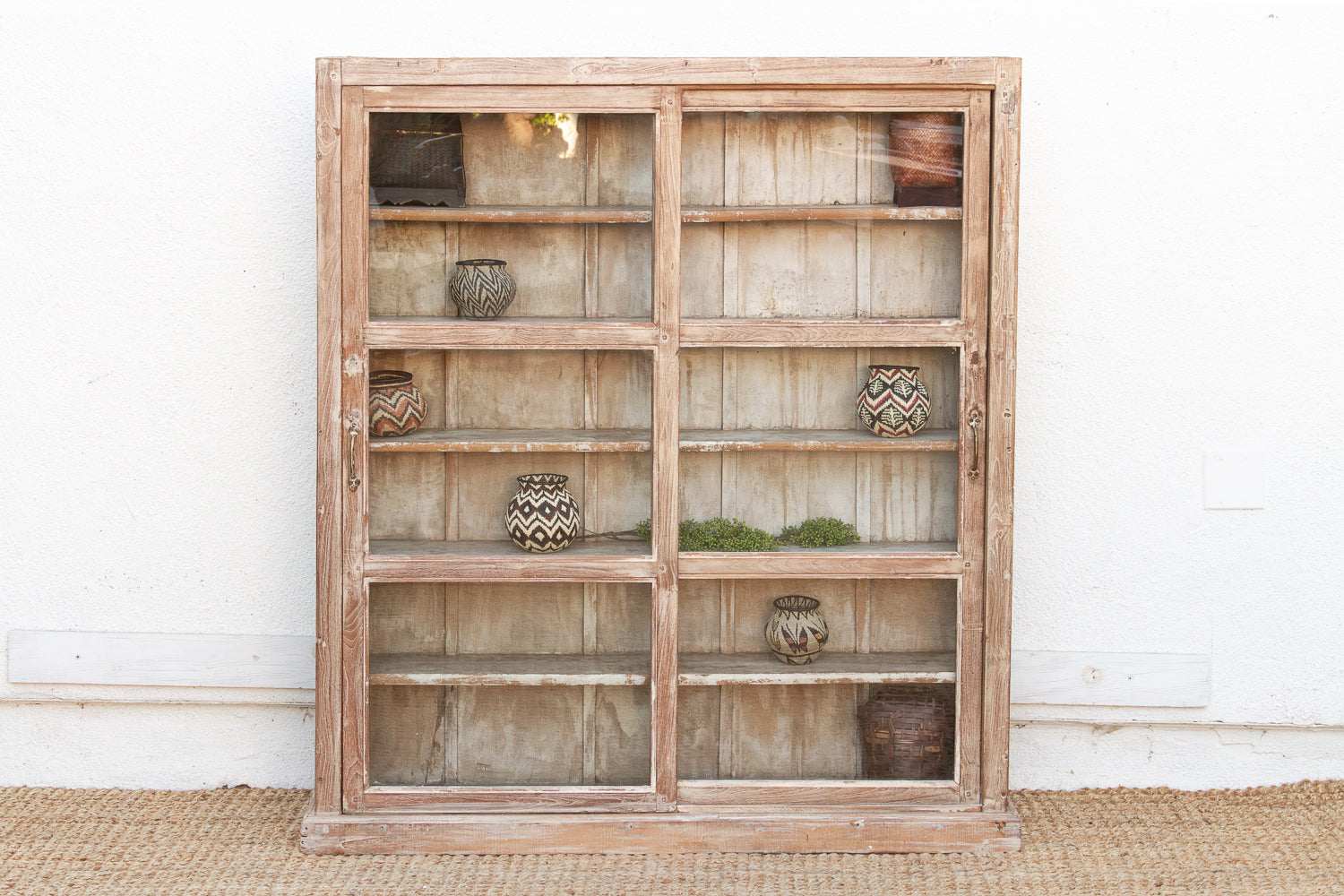 Antique Tall & Slim Farmhouse Display Cabinet