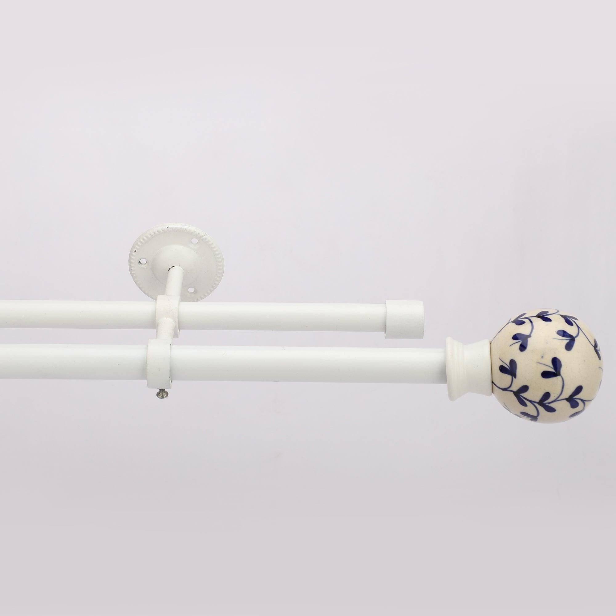 White Double Curtain Pole | Swirl Finials | Rustproof | 25KG Load | Modern Style-1