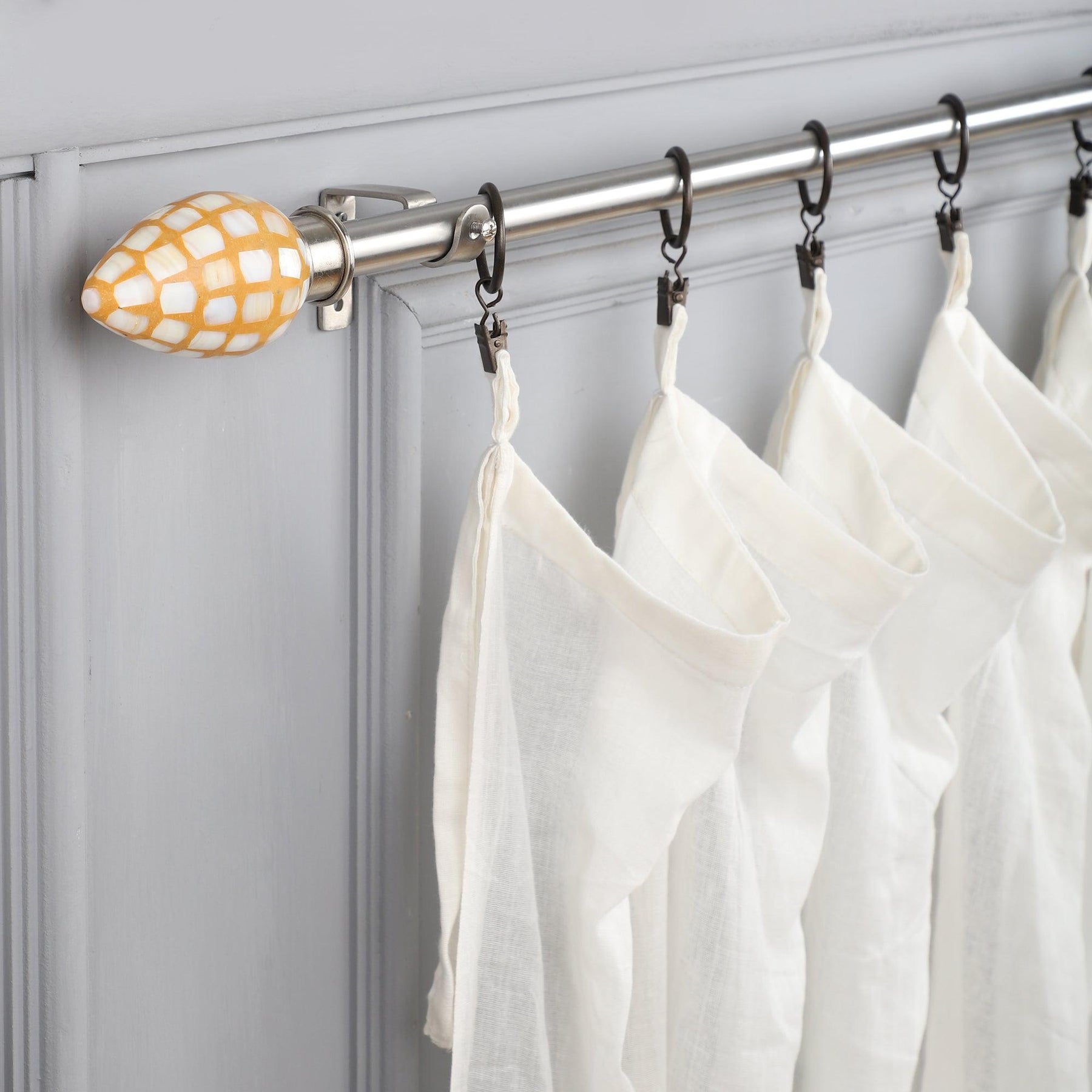 Silver Extendable Curtain Pole | 19mm | Iridescent Finials | 61-366cm-0