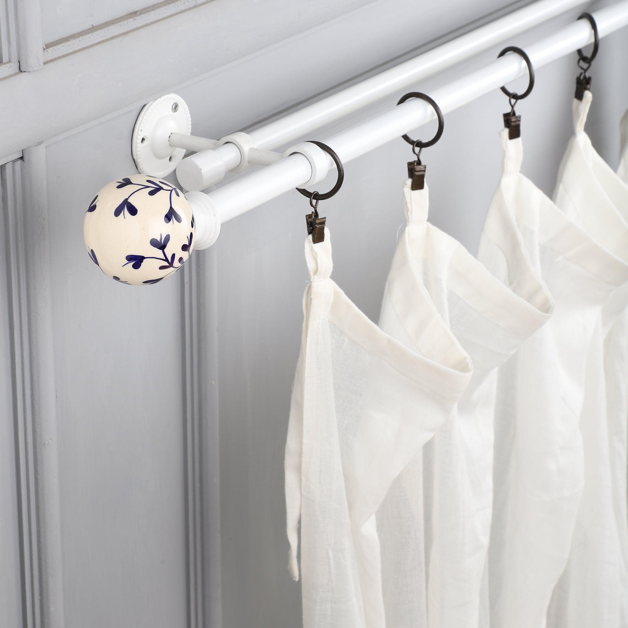 White Double Curtain Pole | Swirl Finials | Rustproof | 25KG Load | Modern Style-0