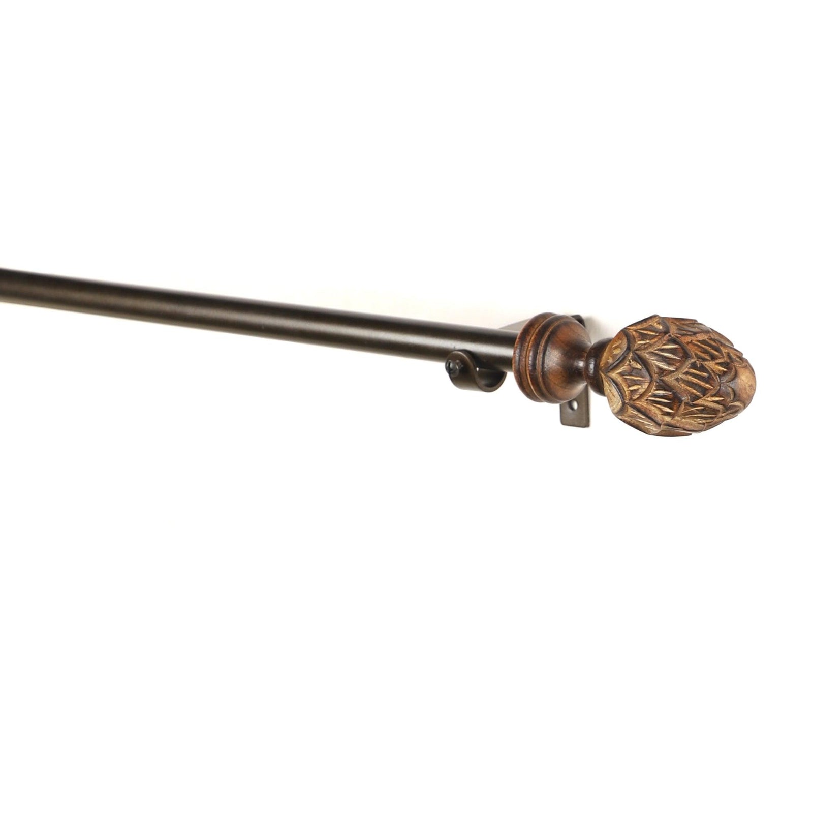Black Extendable Curtain Pole | 25mm | Pineapple Finials | 61-366cm-1