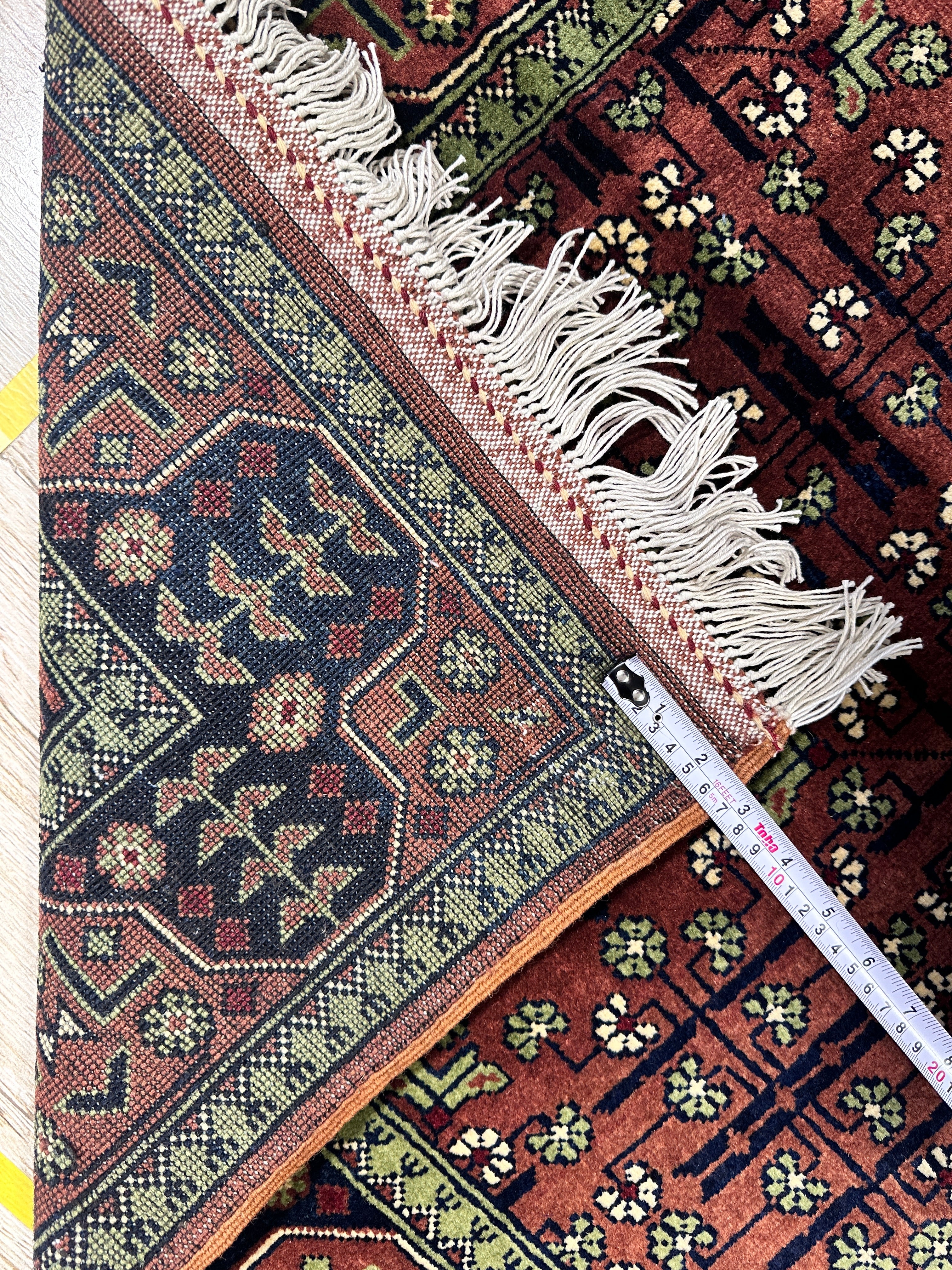 Hand-Knotted Bukharayi Rug – Brown 59” x 40” | Traditional Afghani Wool Rug