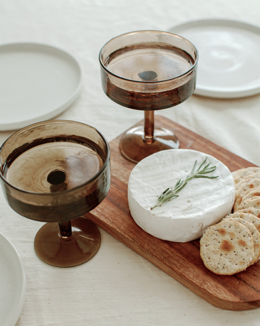 Handblown Hammered Coupe Cocktail Glass Pair-3