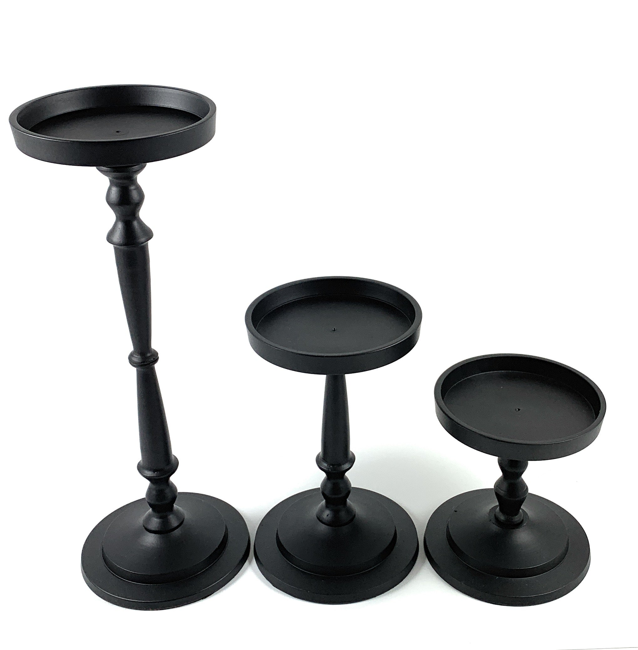 Pillar Candle Holder Set of 3 Black