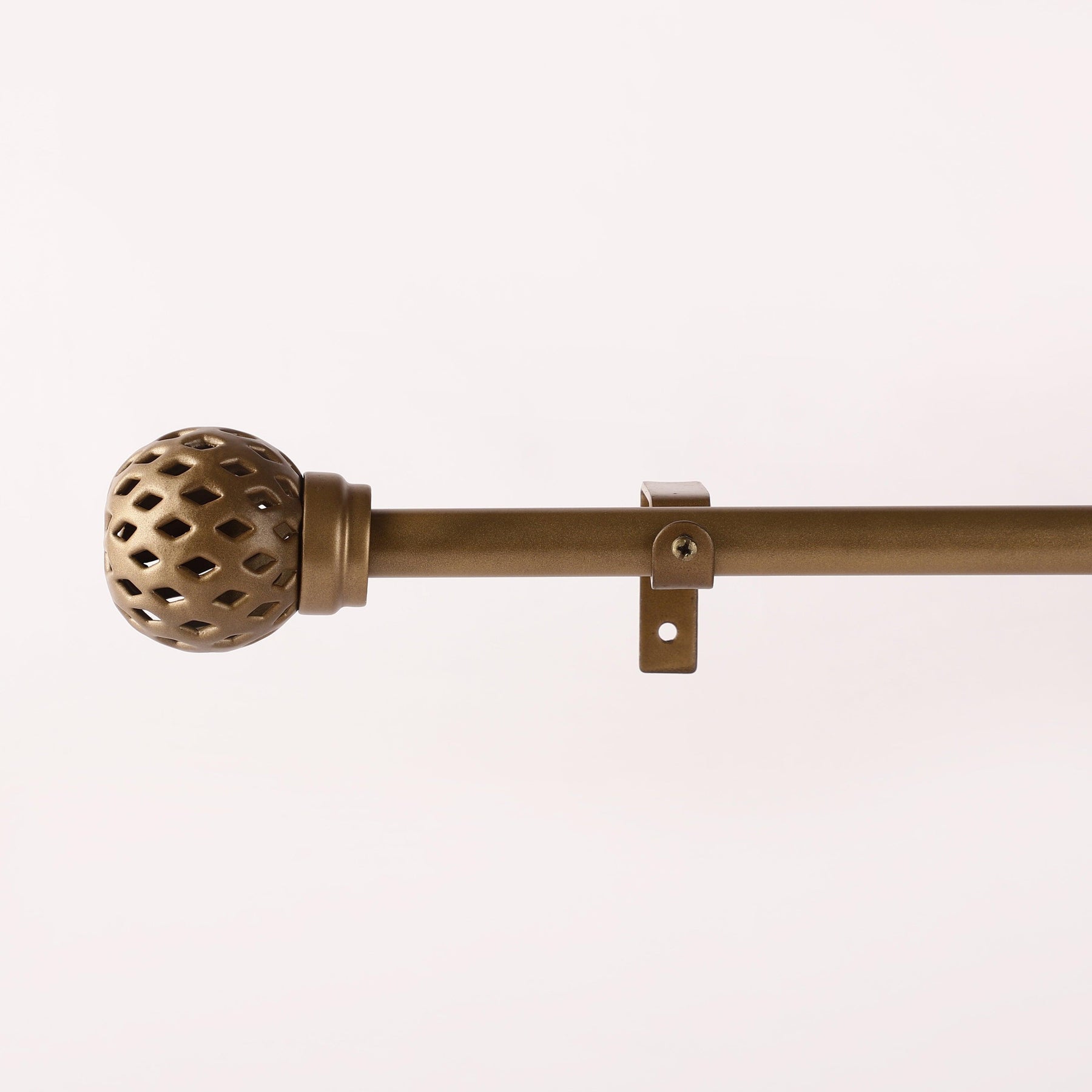Gold Extendable Curtain Pole | Geometric Cage Finials | 61-366cm-1