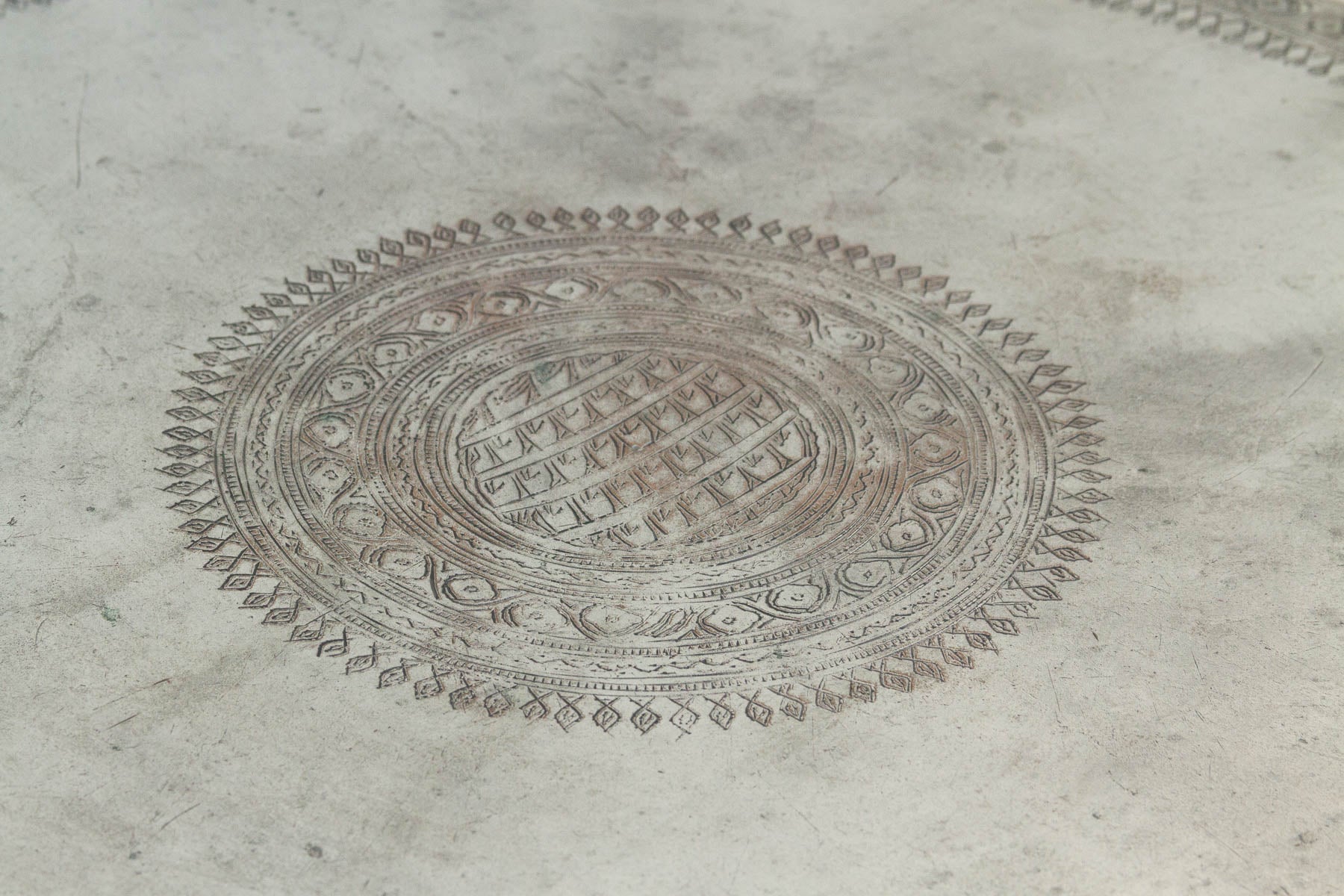 Monumental 26" DM Antique Tinned Copper Tray
