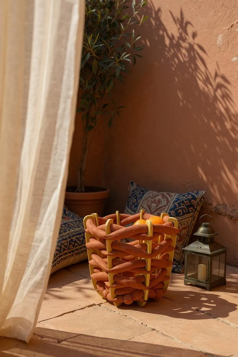(L) Hull Basket in Red Earth Ultra suede