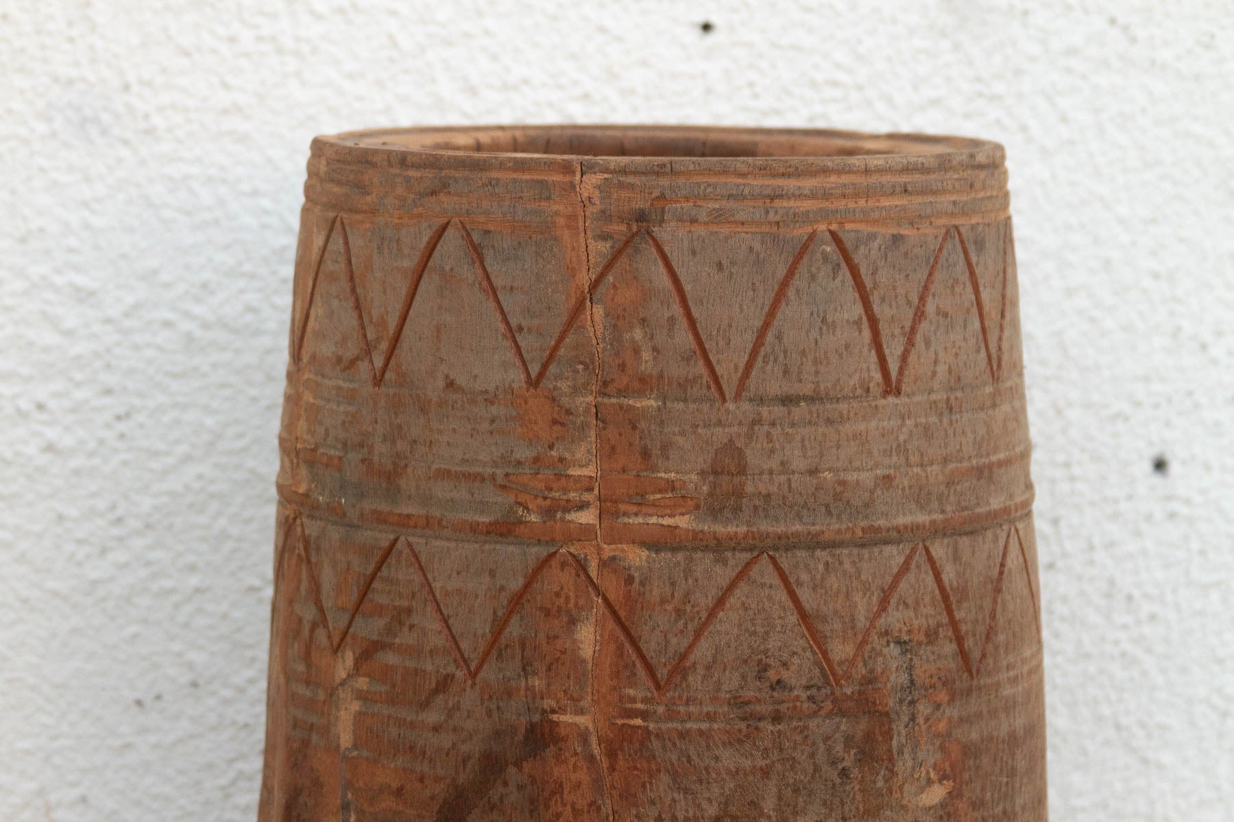 Oxidized Wood Naga Tribal Vessel
