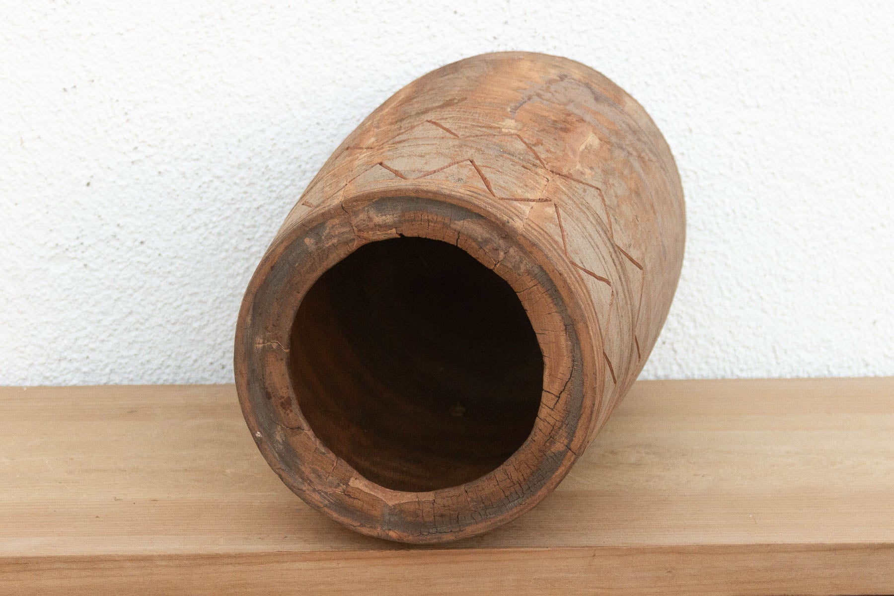 Oxidized Wood Naga Tribal Vessel