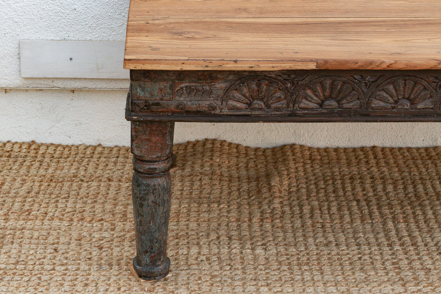Long Antique Indian Takhat Teak Coffee Table