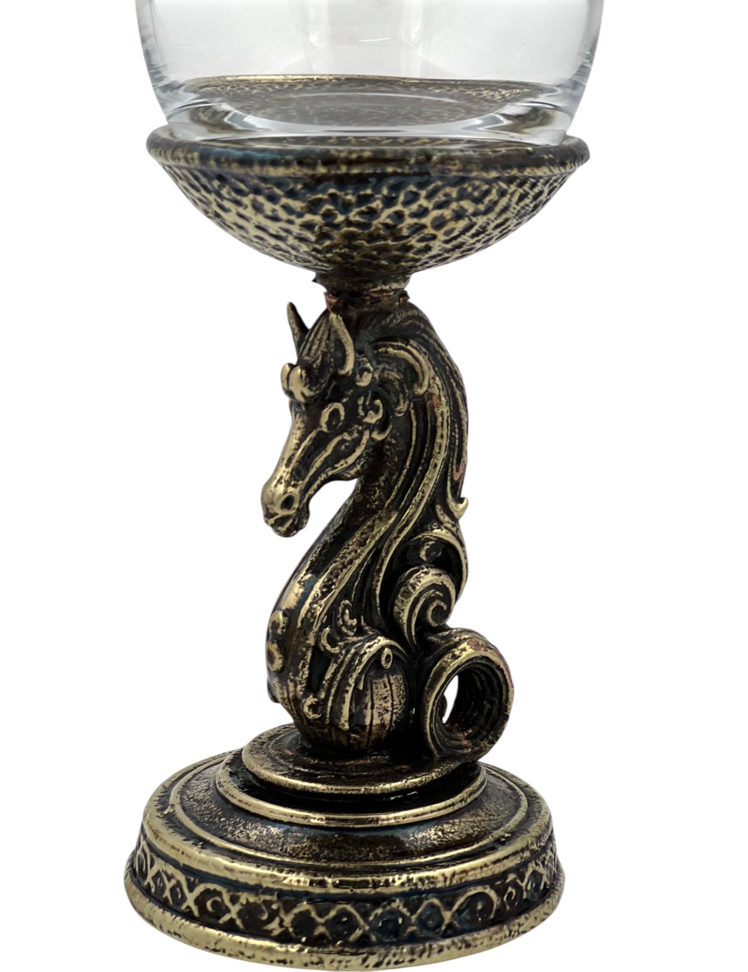 Set of 4 - Knight Wine Glasses | Chess Inspired Decorative Drinkware | Statement Barware | Antique, Gold or Silver Finish-4