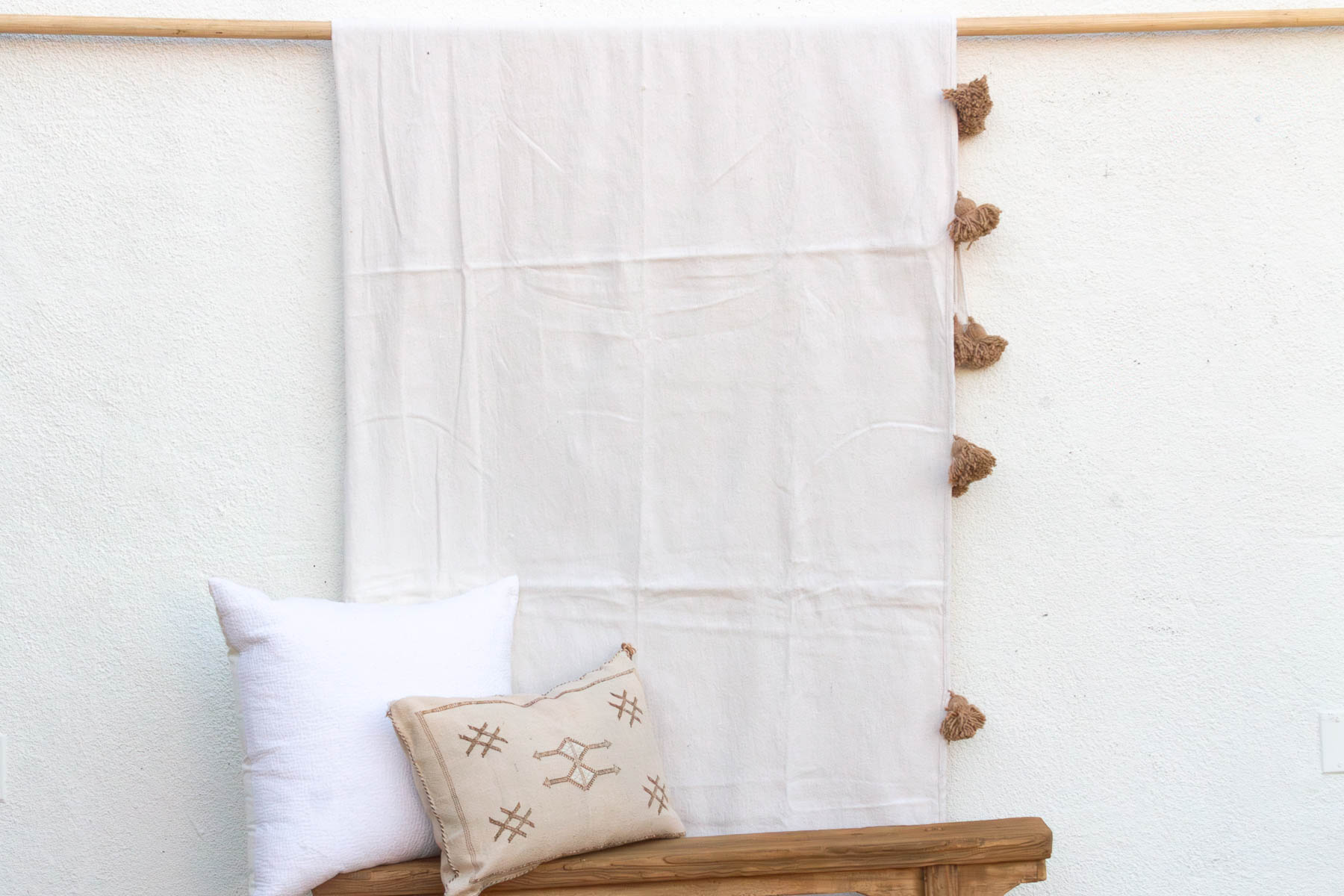 White Cloud Moroccan Pom Pom Blanket