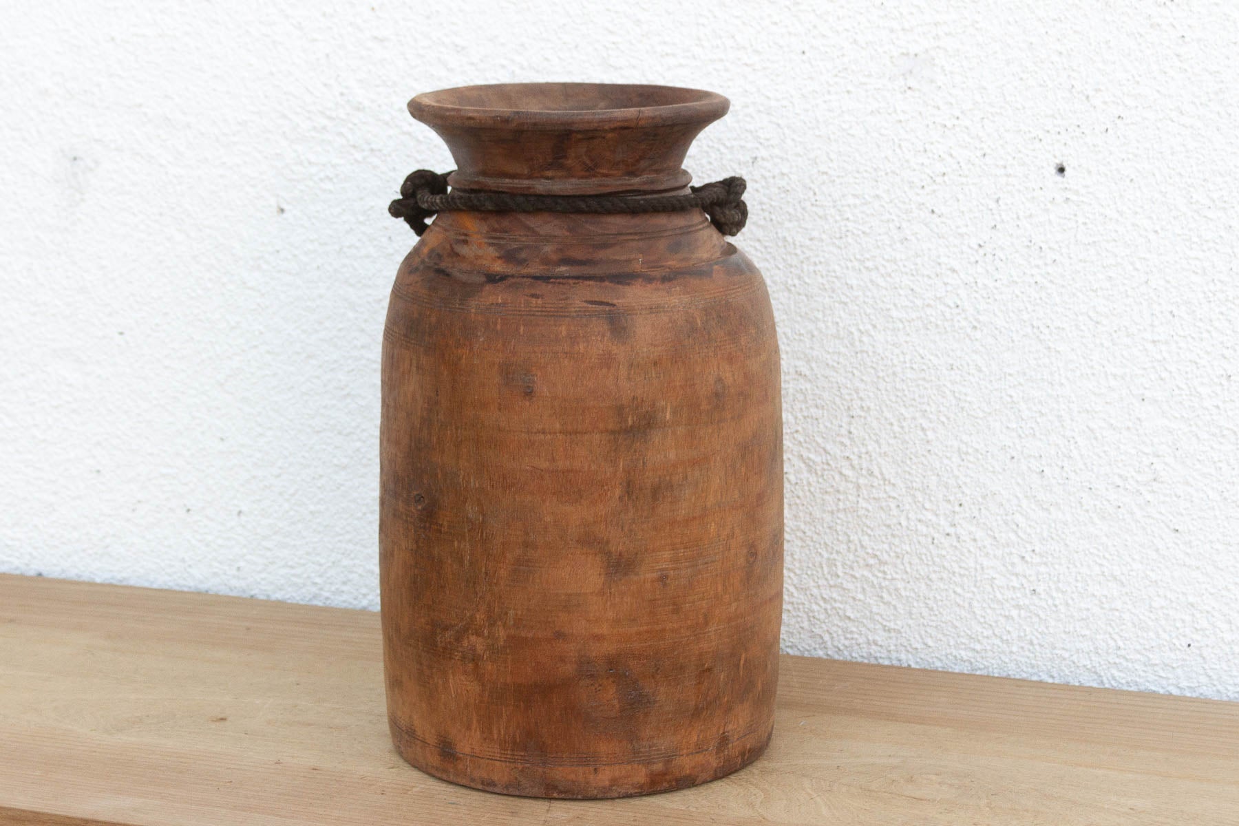 Antique Primitive Dark Wood Vessel