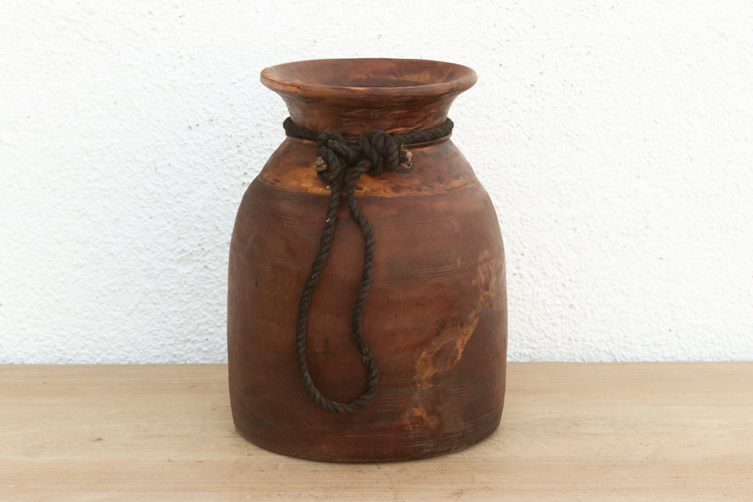 Heavy Rustic Wood Milk Pot