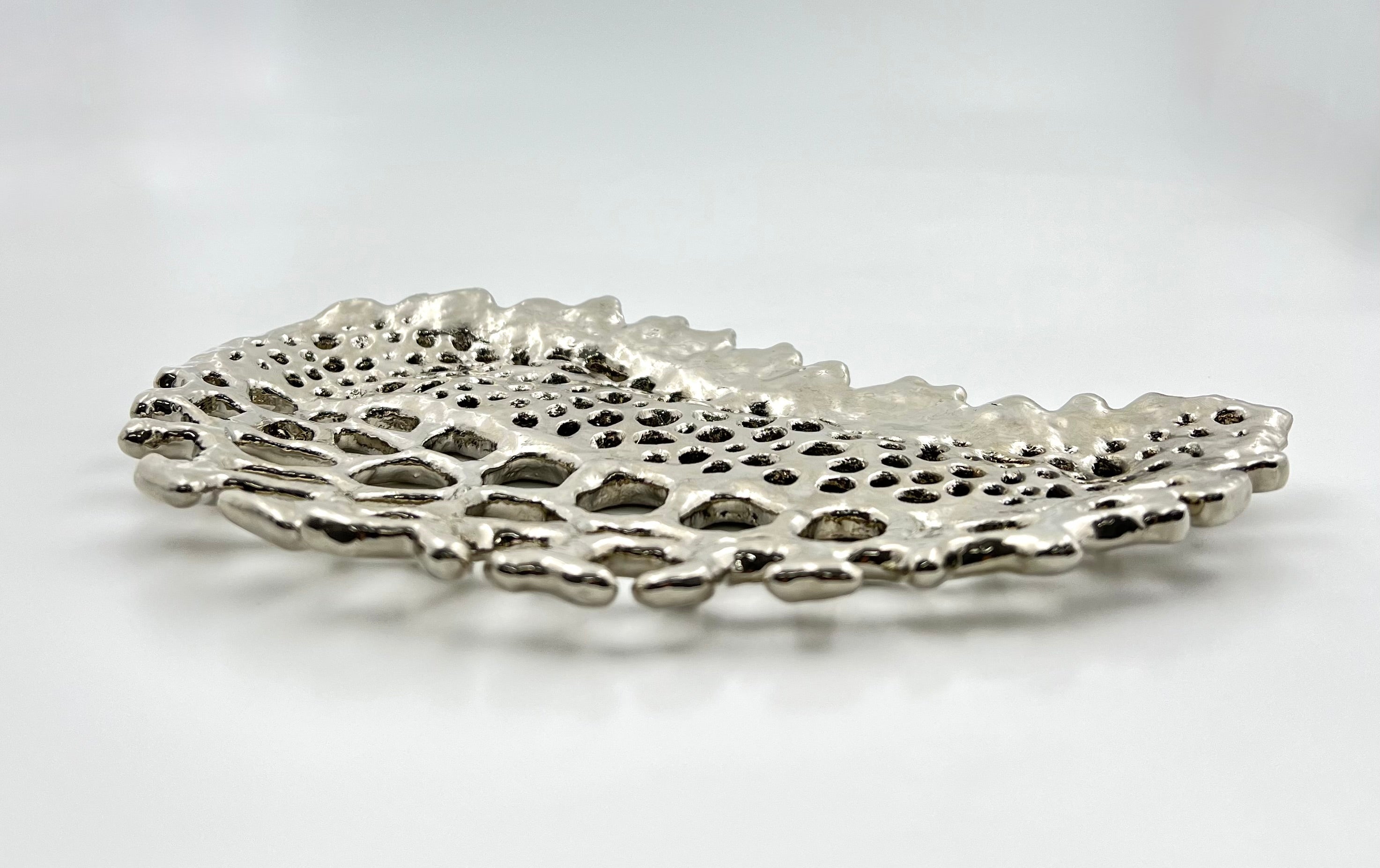 Fossil Inspired Decorative Tray – Electro-formed Sculptural Jewellery/Decor Dish | Gold or Silver Finish | Modern Coffee Table Accent-3