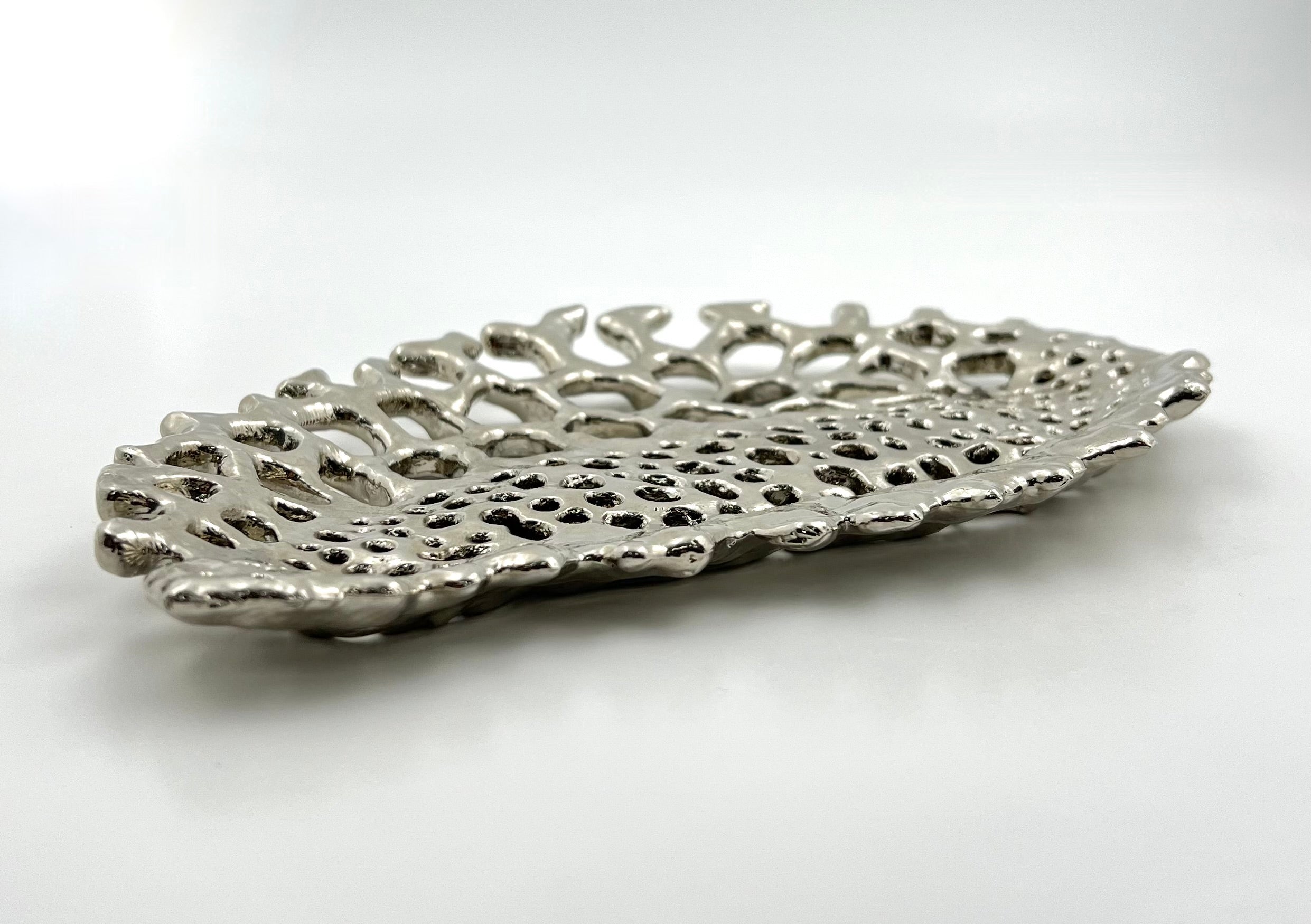 Fossil Inspired Decorative Tray – Electro-formed Sculptural Jewellery/Decor Dish | Gold or Silver Finish | Modern Coffee Table Accent-4