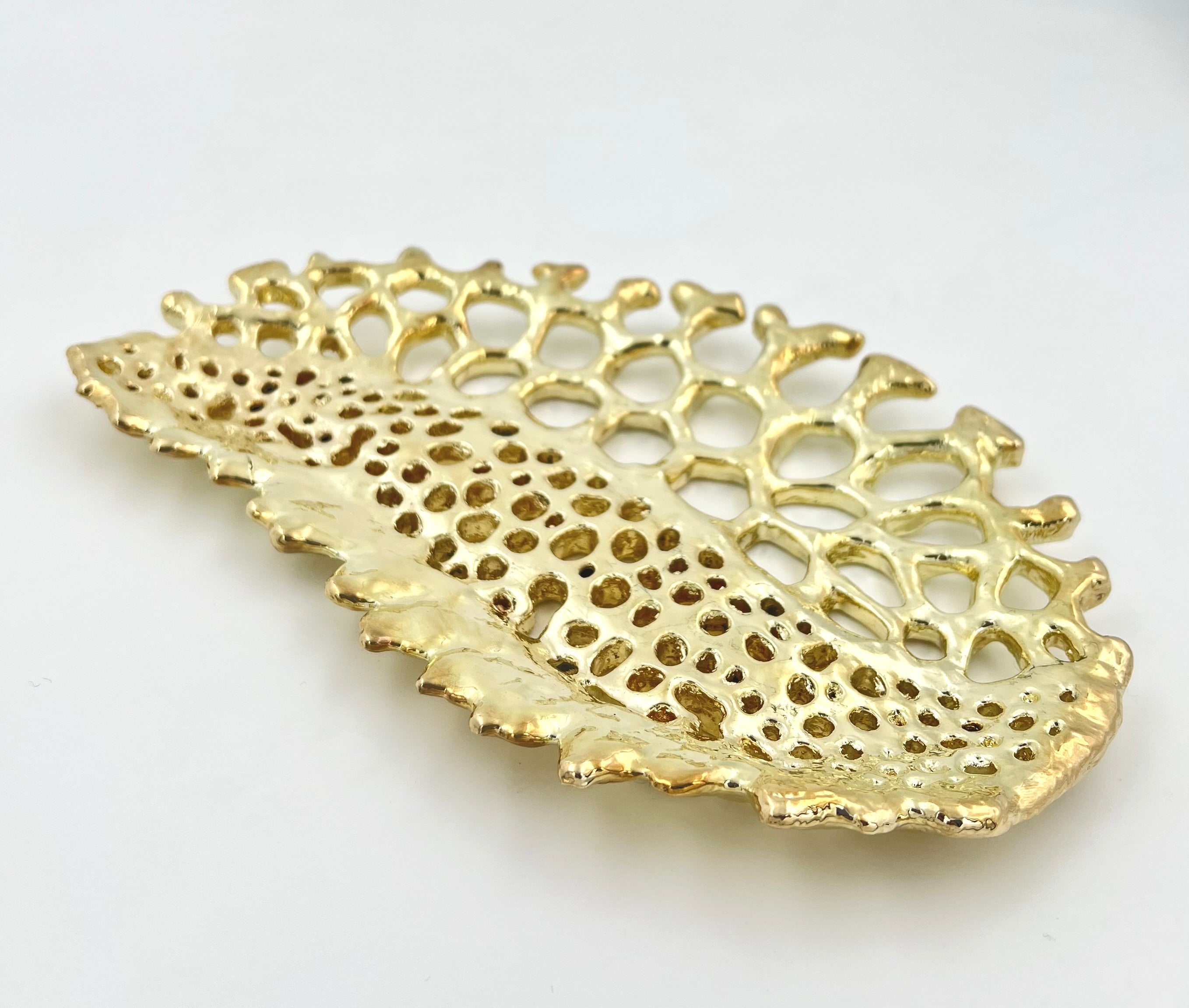 Fossil Inspired Decorative Tray – Electro-formed Sculptural Jewellery/Decor Dish | Gold or Silver Finish | Modern Coffee Table Accent-0