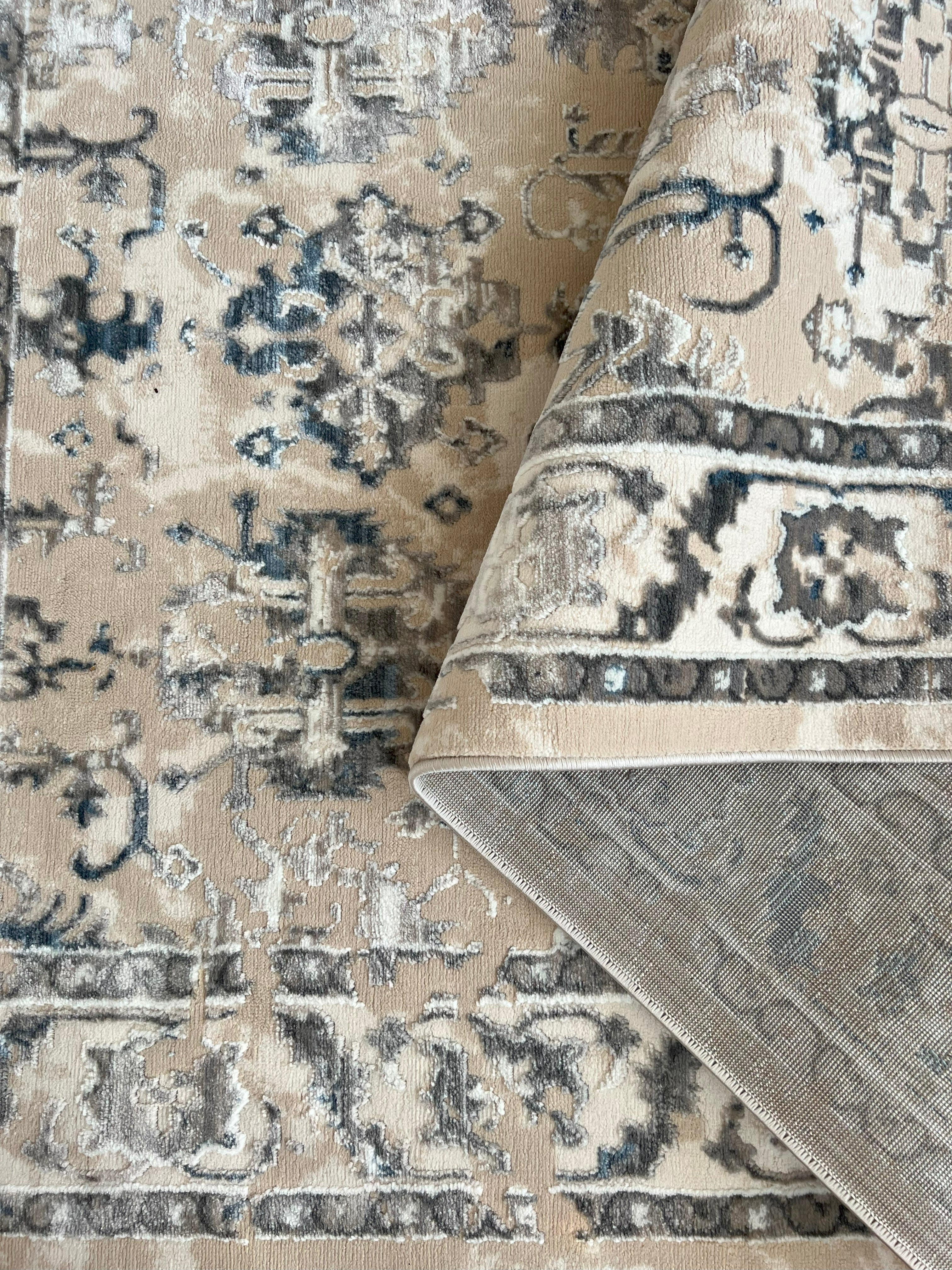 ROY's Home High&Low Area Rugs, Silver and Dark Shiny Effect