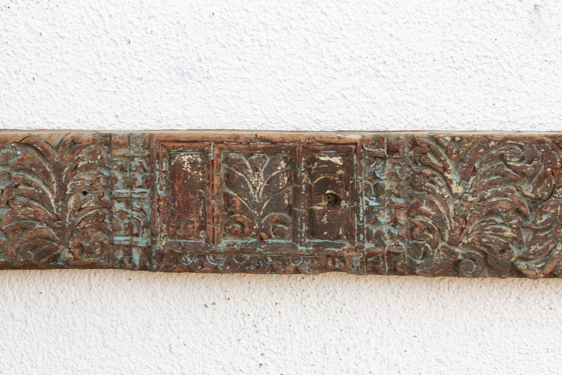 Weathered Teal 19th Century Carved Lintel