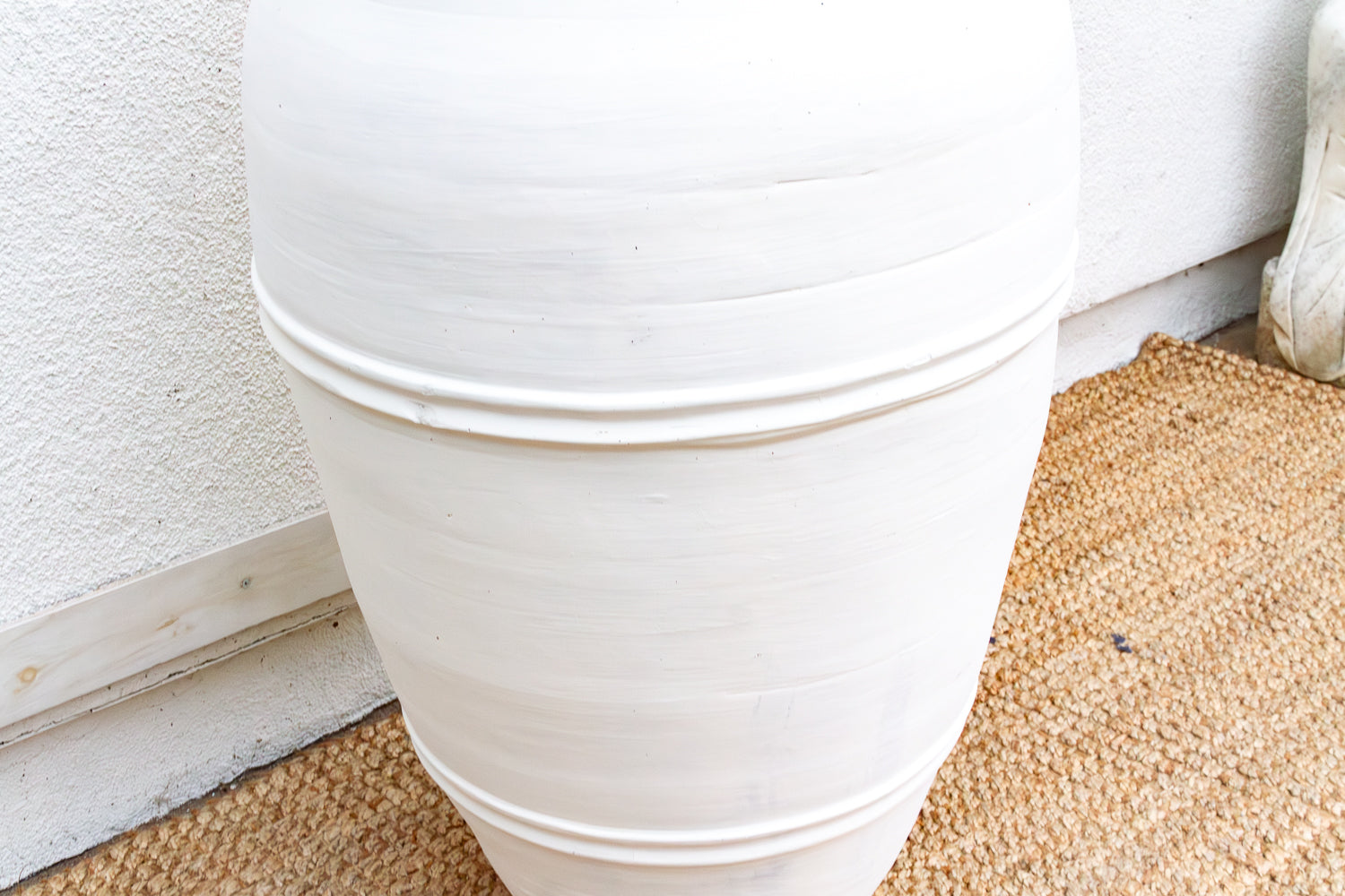 Tall Mediterranean Style White Terracotta Planter