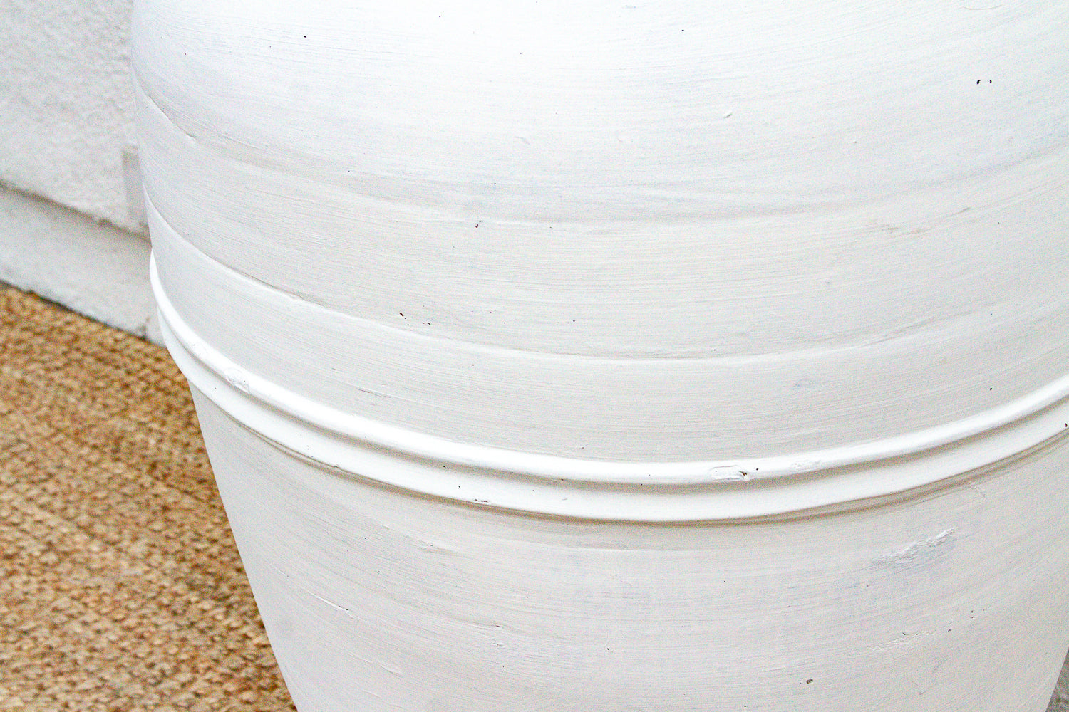 Tall Mediterranean Style White Terracotta Planter